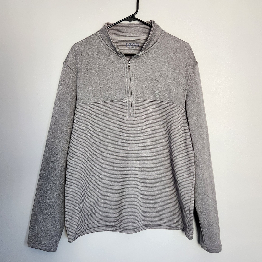 IZOD Golf Hydrashield Men's Gray Quarter-Zip Sweater Size Large